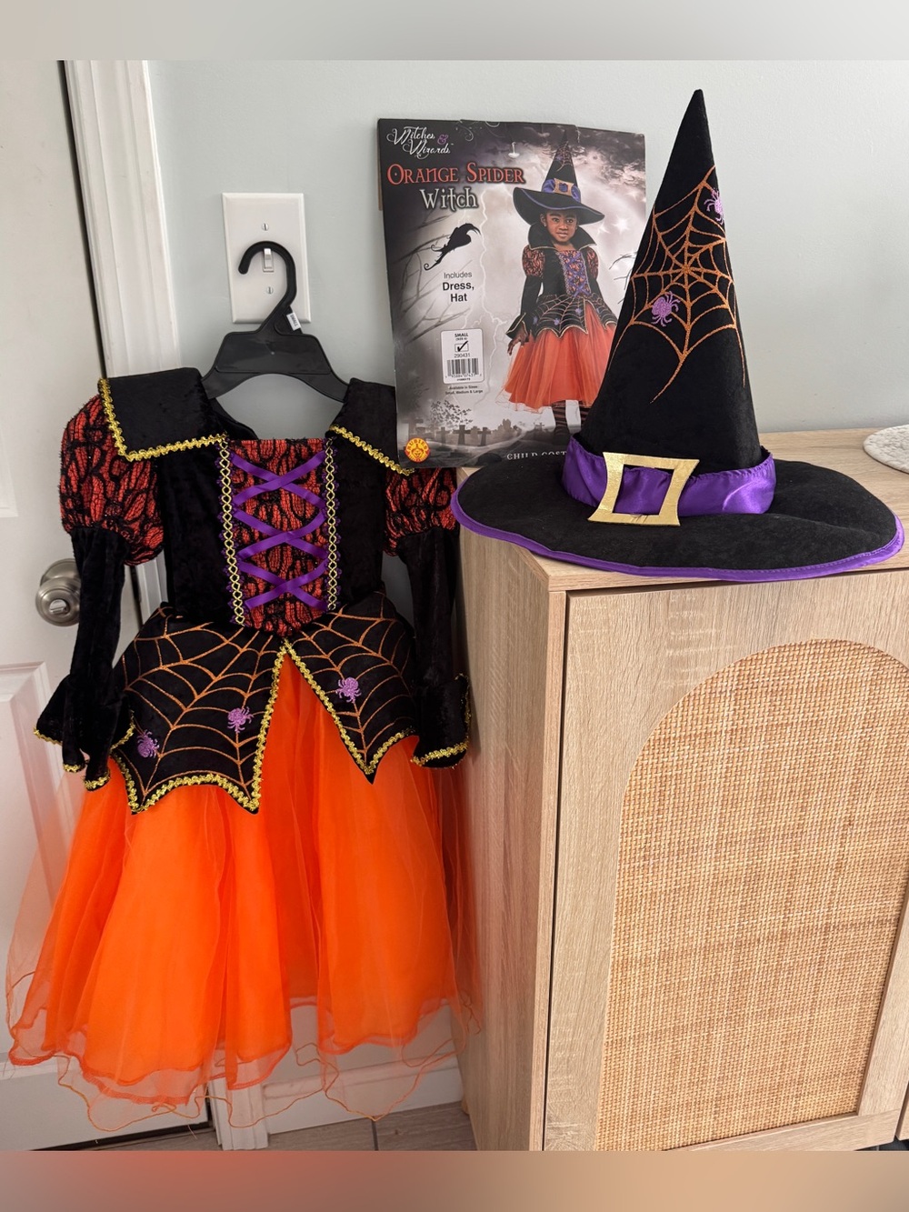 Kids Orange Spider Witch Costume with Hat - 6